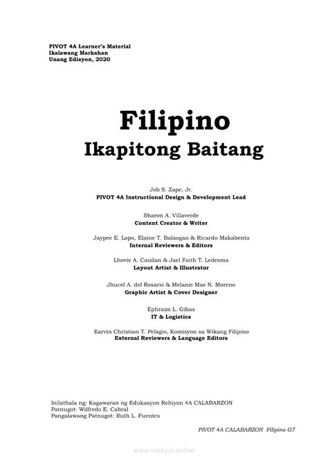 Filipino 8 Unang Markahan – Modyul 4: Paghahambing.